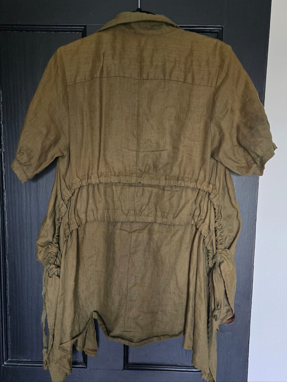100% Linen Olive Green Cardigan Duster